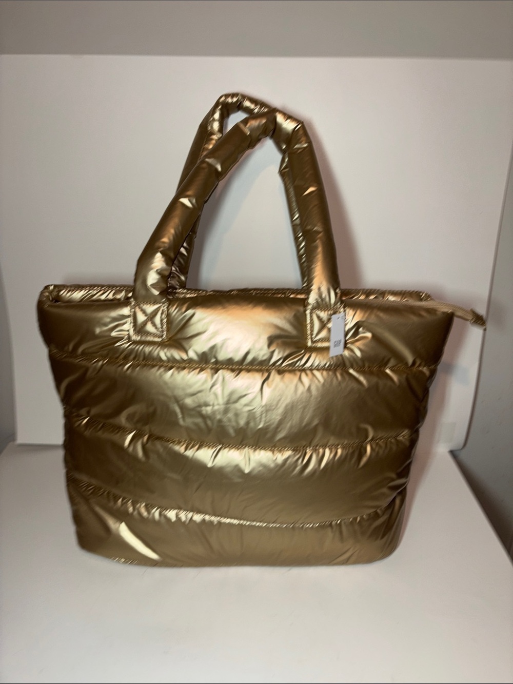 GAP Metallic Gold Quilted Puffer Tote